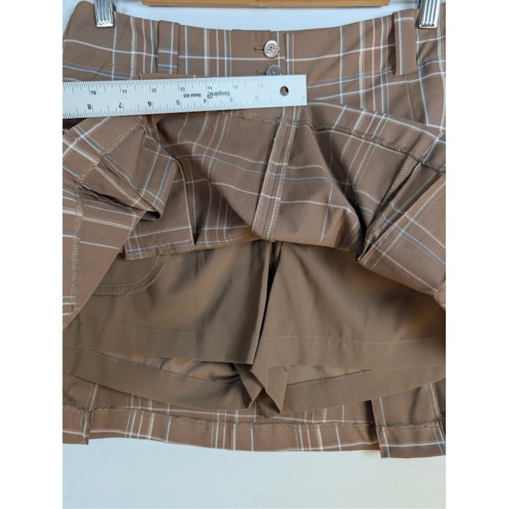 Nike Golf Skort Women 6 Brown Plaid Nike Fit Dry Pleated Mini Skirt Summer 09 - Picture 5 of 9